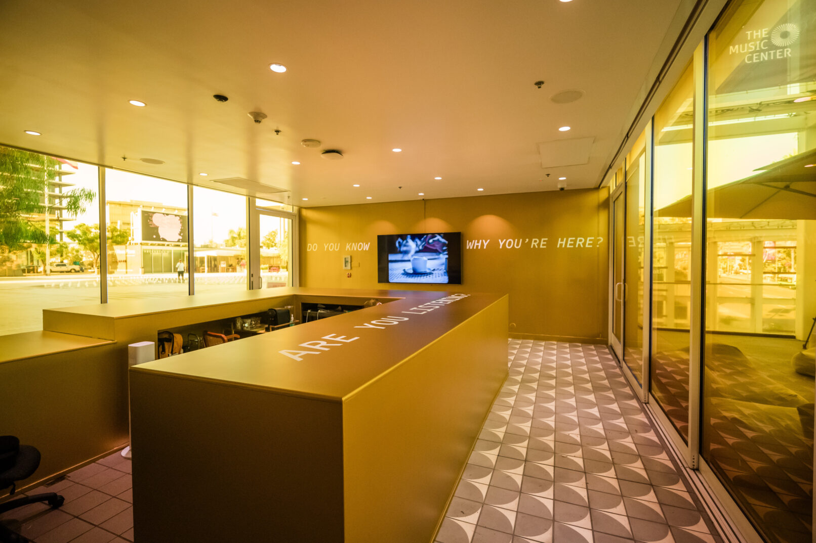 A More Than Human Tongue. Featuring Voice in My Head by Lauren Lee McCarthy and Kyle McDonald, and One Who Looks at the Cup. Exhibition Design by Lauren Lee McCarthy. Music Center LA, 2024. Photo by Will Tee Yang for The Music Center.